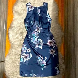 Floral Print Satin A Line Dress